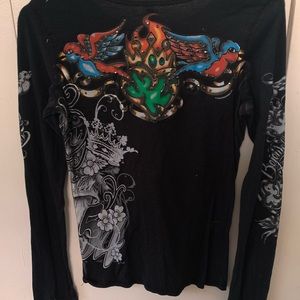 Bejeweled black long sleeve shirt